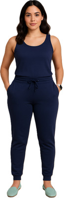 Ecolove Solid Women Blue Track Pants