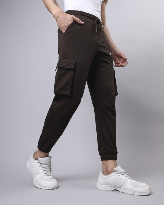 BEWAKOOF Solid Men Brown Track Pants