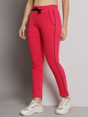 Q-Rious Solid Women Pink Track Pants