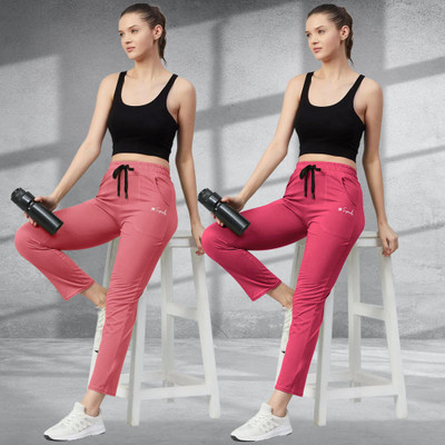 Ethnicbasket Solid Women Pink Track Pants