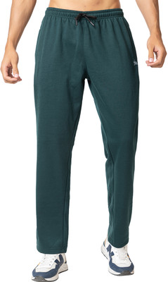 YHA Solid Men Dark Green Track Pants