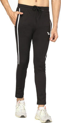 GLITO Solid Men Black Track Pants