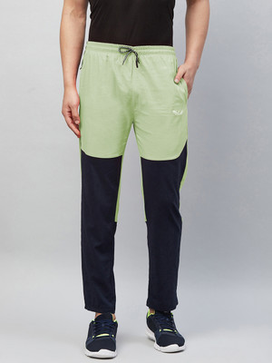 Crease & Clips Colorblock Men Green Track Pants