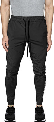 Z-DEVIL Self Design Men Black Track Pants