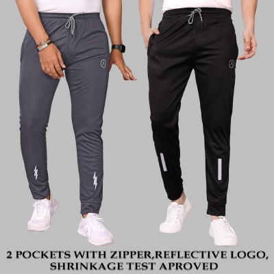 Anand Printed Men Grey, Black Track Pants