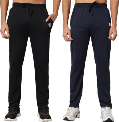 NGT Self Design Men Black, Dark Blue Track Pants