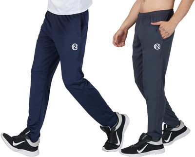NetClick Solid Men Grey, Blue Track Pants