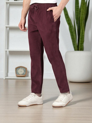 Kesaria Textile Company Self Design Men Maroon Track Pants