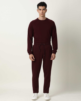 Rare Rabbit Solid Men Maroon Track Pants