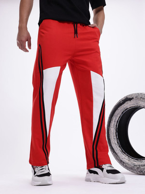 Kook N Keech Solid Men Red Track Pants