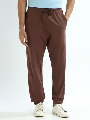 NOBERO Solid Men Brown Track Pants