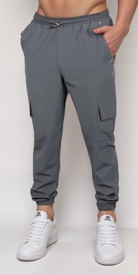 OMNEY Solid Men Grey Track Pants