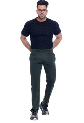 New Step Solid Men Dark Green Track Pants