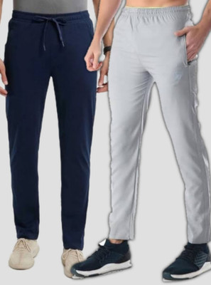 M2kFASHION Solid Men Dark Blue, Grey Track Pants