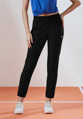 TECHNOSPORT Solid Women Black Track Pants
