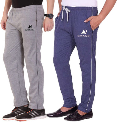 Diwazzo Printed Men Light Blue, Silver Track Pants