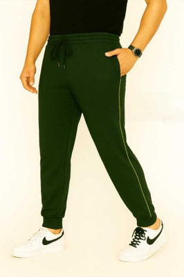 KNOTRIX Solid, Striped Men Green Track Pants