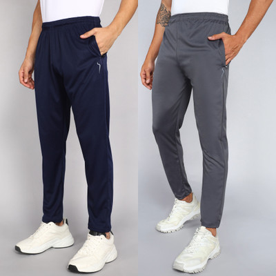 Flicfol Solid Men Dark Blue, Grey Track Pants