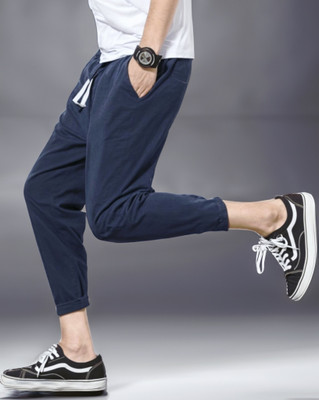 Septem Self Design Men Dark Blue Track Pants
