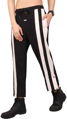 VGS Self Design Men Black, White Track Pants