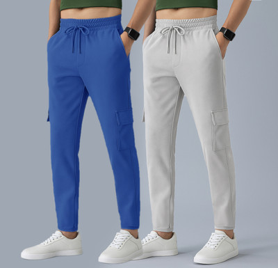 SK Clasy Solid Men Light Blue, Grey Track Pants