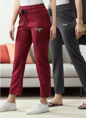 HouseOfCommon Solid Women Maroon, Grey Track Pants