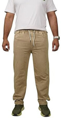 RED-FOST Solid Men Beige Track Pants