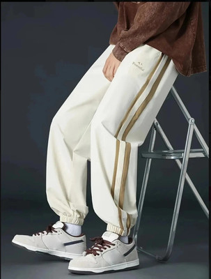 UZARSTYLE Striped Men Beige Track Pants