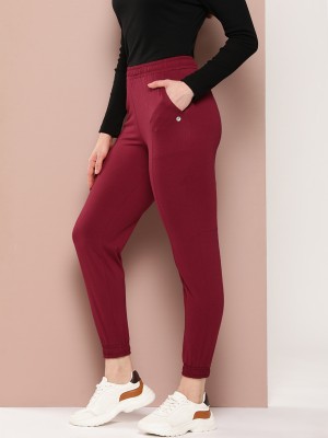 Femea Solid Women Maroon Track Pants