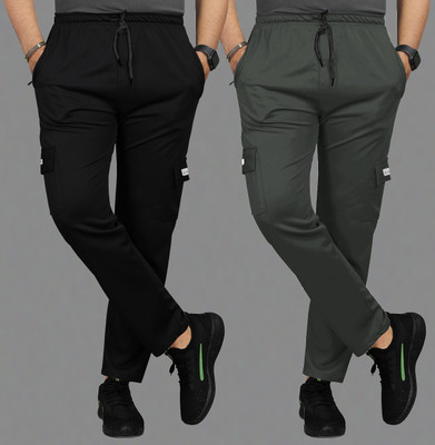 AVOLT Solid Men Black, Dark Green Track Pants