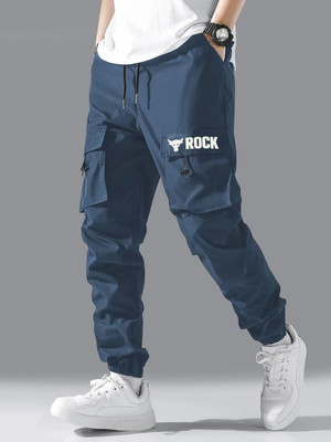 Valley Self Design Men Dark Blue Track Pants