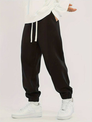 Dockstreet Solid Men Black Track Pants
