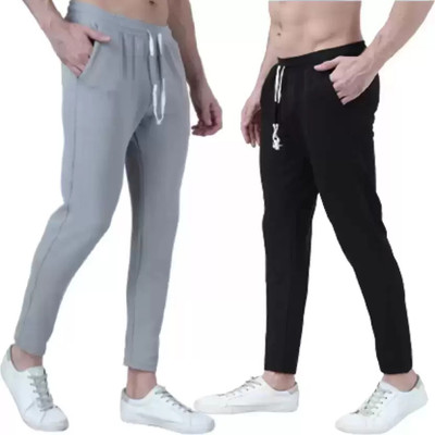 HR FEBRICETION Solid Men Grey, Black Track Pants