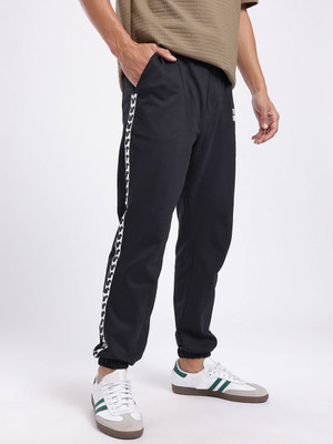 Glitchez Solid Men Black Track Pants