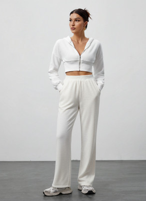 Dockstreet Solid Women White Track Pants