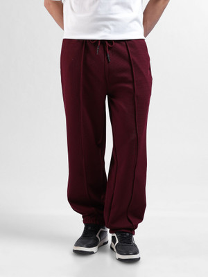 The Indian Garage Co. Self Design Men Maroon Track Pants