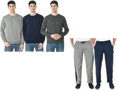KAYU Solid Men Grey, Blue Track Pants