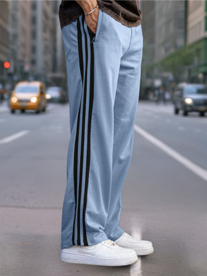 MANIAC Striped Men Grey Track Pants