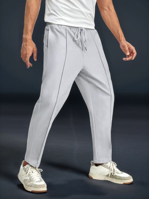 Jump Cuts Solid Men Grey Track Pants