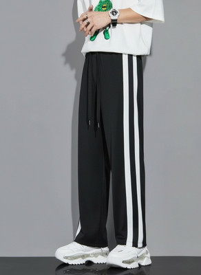 coastal clothier Striped Men Black Track Pants