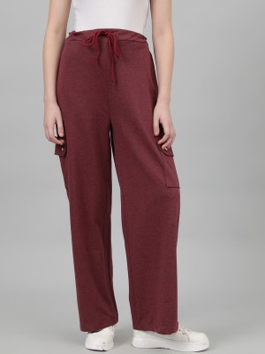 KOTTY Solid Women Maroon Track Pants