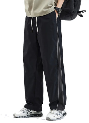 Paralians Solid Men Black Track Pants