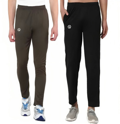 zazbi Solid Men Green, Black Track Pants