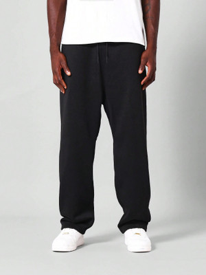 NOBERO Solid Men Black Track Pants