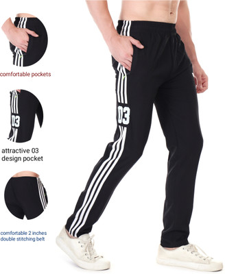 Linesports Solid Men Black Track Pants