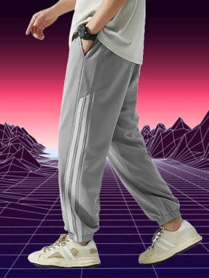 Kesaria Textile Company Striped Men Grey Track Pants