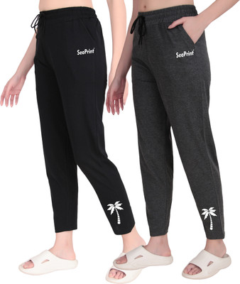 SEAPRINT Solid Women Black, Grey Track Pants