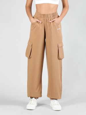 CHKOKKO Solid Women Brown Track Pants