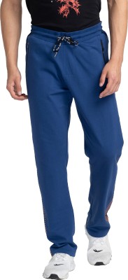 BEING HUMAN Self Design Men Blue Track Pants