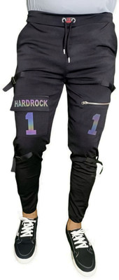 Mindsart Trending Solid, Self Design Men Black Track Pants